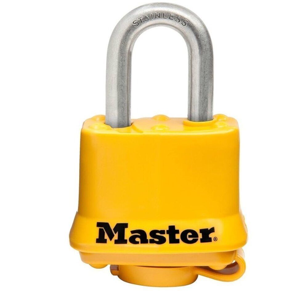 Master Lock Padlock, Covered Stainless Steel Lock, 1-9/16 in. Wide, Yellow